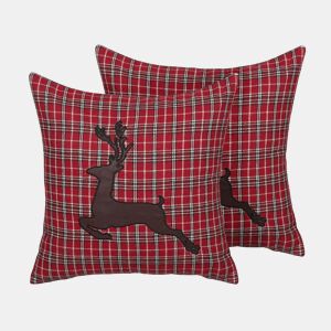 Conjunto de 2 almofadas decorativas COMET 45 x 45 cm Vermelho escuro Padrão natalicio