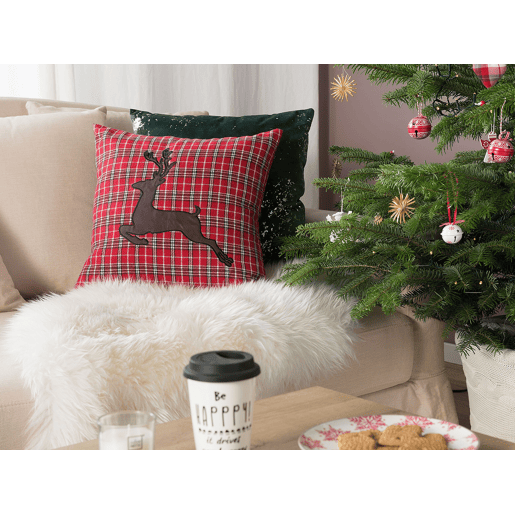Conjunto de 2 almofadas decorativas COMET 45 x 45 cm Vermelho escuro Padrão natalicio