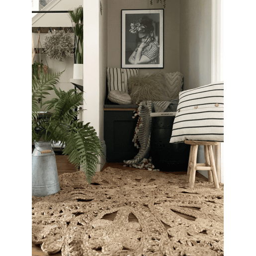 Conjunto de 2 almofadas decorativas CYNARA Algodão 43 x 43 cm Creme Às riscas