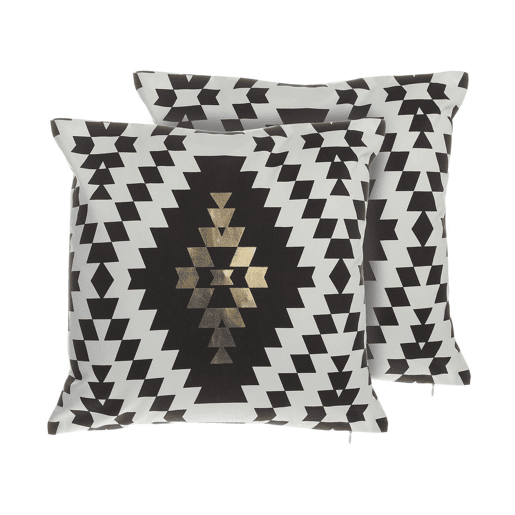 Conjunto de 2 almofadas decorativas COLEUS Algodão 45 x 45 cm Preto Padrão geométrico