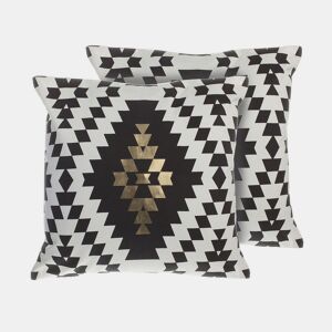 Conjunto de 2 almofadas decorativas COLEUS Algodão 45 x 45 cm Preto Padrão geométrico