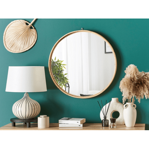Espelho BARUNG 60 cm 60 cm Rattan Natural Creme