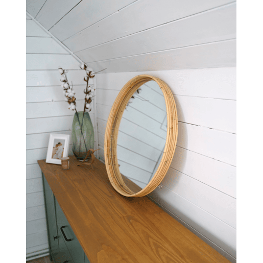 Espelho BARUNG 60 cm 60 cm Rattan Natural Creme