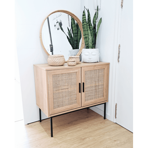 Espelho BARUNG 60 cm 60 cm Rattan Natural Creme