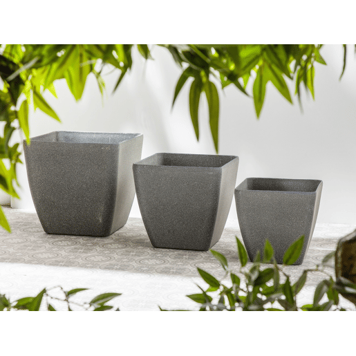 Conjunto de 2 vasos para plantas ZELI 34 cm Cinzento escuro