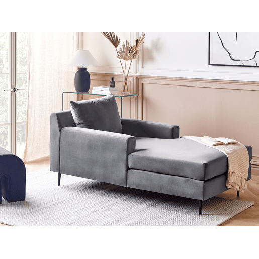 Chaise longue GUERET Veludo Cinzento Chaise longue GUERET Veludo Cinzento