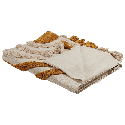 Manta MATHURA Algodão 130 x 180 cm Creme Manta MATHURA Algodão 130 x 180 cm Creme