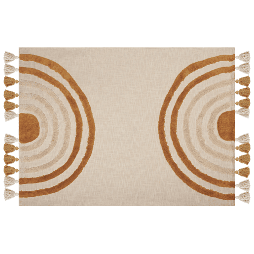 Manta MATHURA Algodão 130 x 180 cm Creme Manta MATHURA Algodão 130 x 180 cm Creme