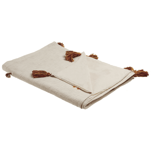 Manta KHANDWA Algodão 130 x 180 cm Creme
