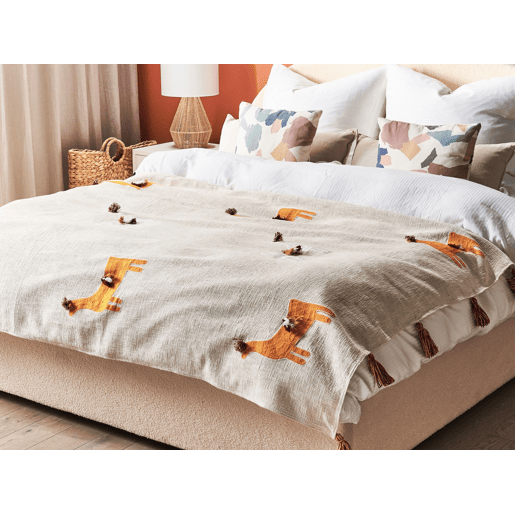 Manta KHANDWA Algodão 130 x 180 cm Creme