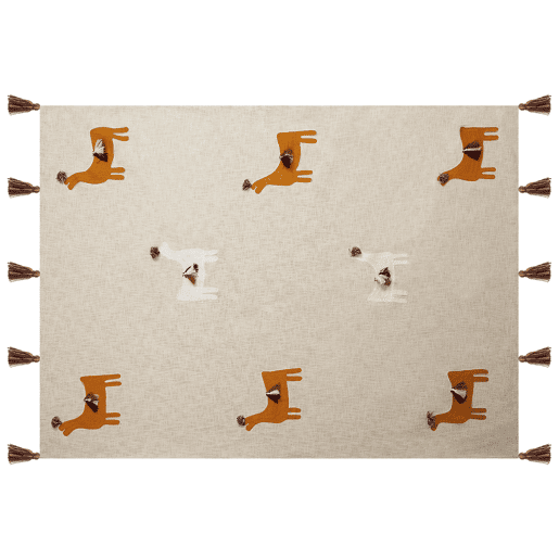 Manta KHANDWA Algodão 130 x 180 cm Creme