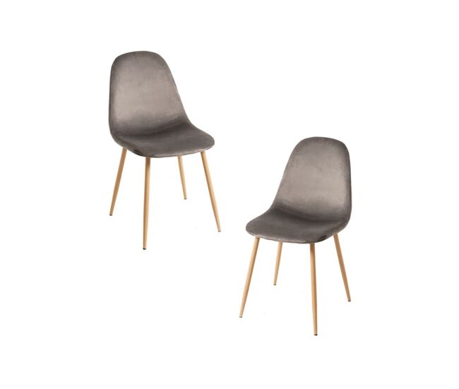 Pack 2 sillas teok terciopelo - gris oscuro