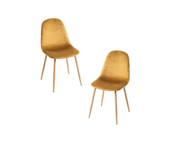 Pack 2 sillas teok terciopelo - amarillo