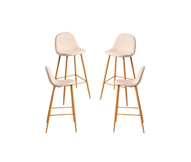 Pack 4 taburetes teok tela - beige
