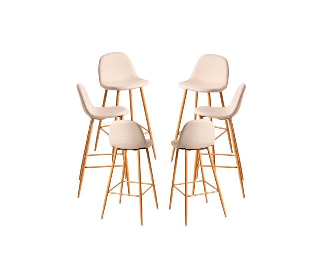 Pack 6 taburetes teok tela - beige