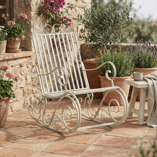 Mecedora Smilla Metal Blanco antiguo 90X56X94 cm