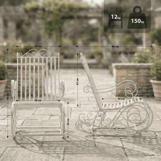 Mecedora Smilla Metal Blanco antiguo 90X56X94 cm