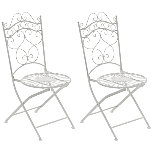 Juego de 2 sillas para jardín Indra plegables Metal Blanco antiguo 50X40X92 cm