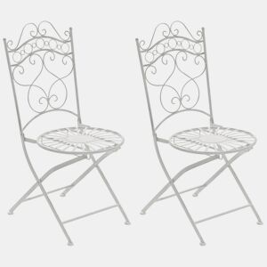 Juego de 2 sillas para jardín Indra plegables Metal Blanco antiguo 50X40X92 cm