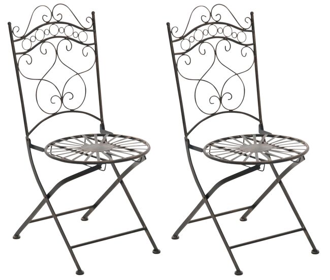Juego de 2 sillas para jardín indra plegables metal bronce 50x40x92 cm
