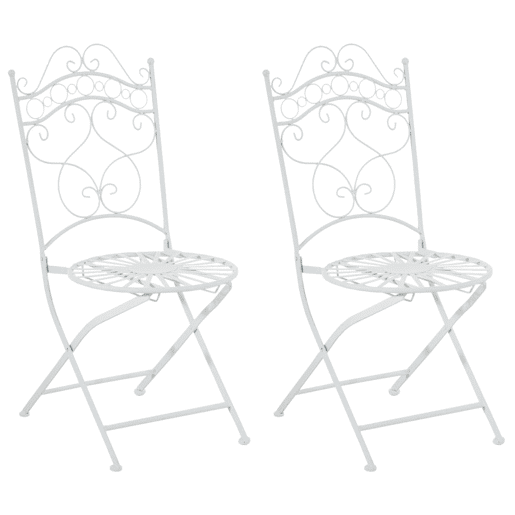 Juego de 2 sillas para jardín Indra plegables Metal Blanco 50X40X92 cm
