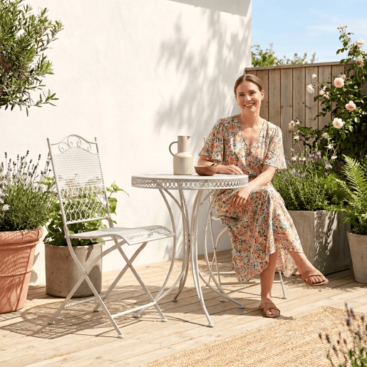 Set de 2 sillas de jardin Kiran Metal Blanco 50X41X91 cm