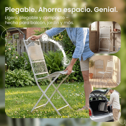 Set de 2 sillas de jardin Kiran Metal Blanco 50X41X91 cm