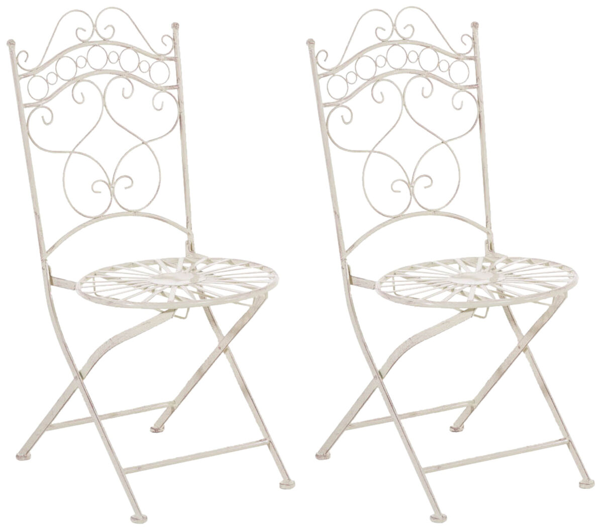Juego de 2 sillas para jardín Indra plegables Crema