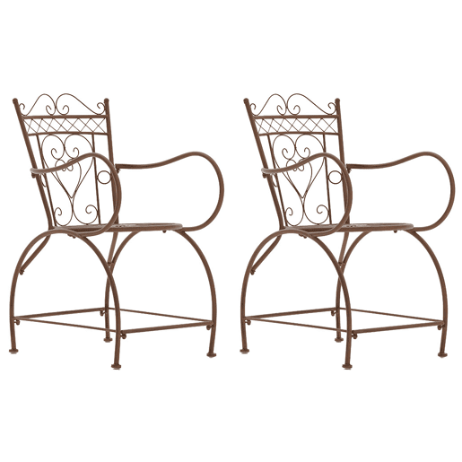 Set de 2 Sillas de jardín Sheela Metal Marrón antiguo 60X48X88 cm