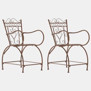 Set de 2 Sillas de jardín Sheela Metal Marrón antiguo 60X48X88 cm