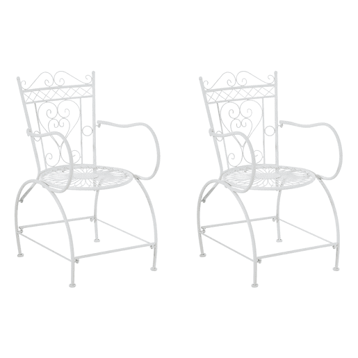 Set de 2 Sillas de jardÃn Sheela Metal Blanco 60X48X88 cm Set de 2 Sillas de jardÃn Sheela Metal Blanco 60X48X88 cm
