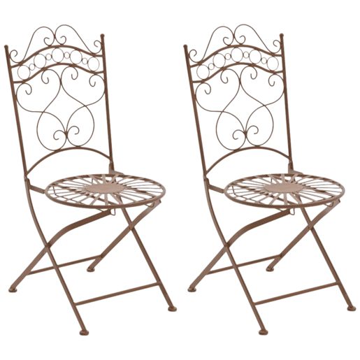 Juego de 2 sillas para jardín Indra plegables Metal Marrón antiguo 50X40X92 cm