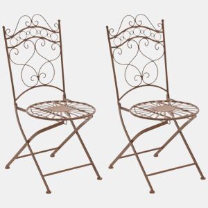 Juego de 2 sillas para jardín Indra plegables Metal Marrón antiguo 50X40X92 cm