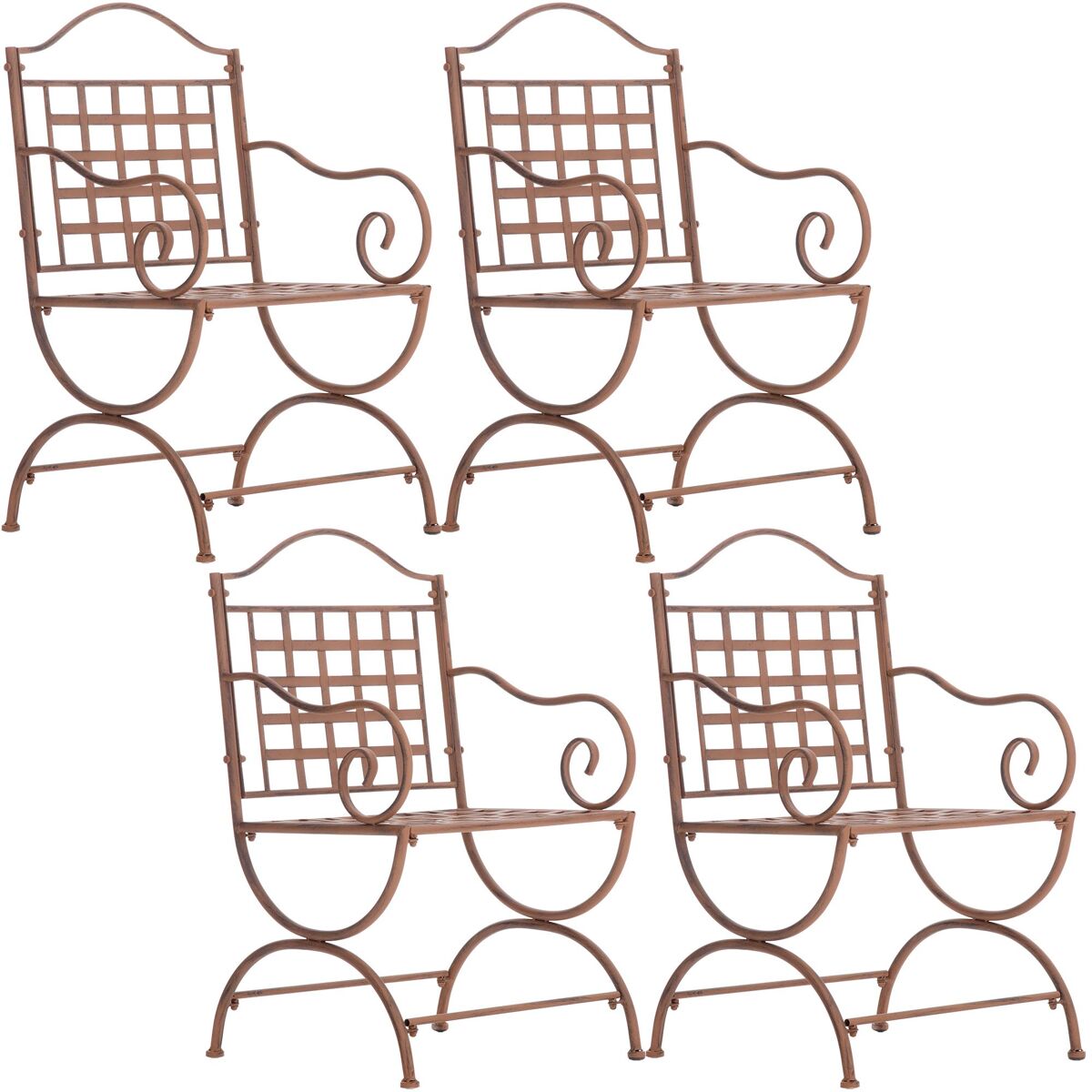 Juego de 4 sillas para terraza lotta metal marrón antiguo 53x56x92 cm