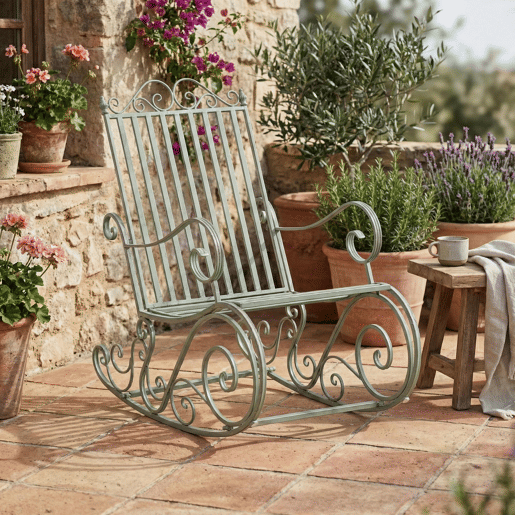 Mecedora Smilla Metal Verde antiguo 90X56X94 cm