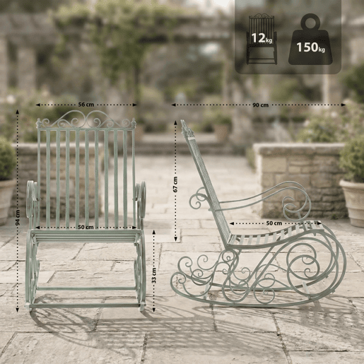 Mecedora Smilla Metal Verde antiguo 90X56X94 cm
