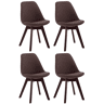 Set de 4 Sillas Borneo para comedor en tela Marrón 55X48X84 cm