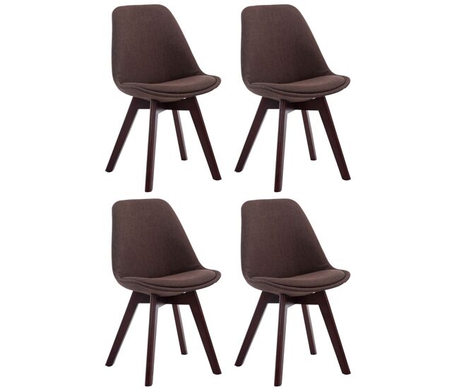 Set de 4 sillas borneo para comedor en tela marrón 55x48x84 cm