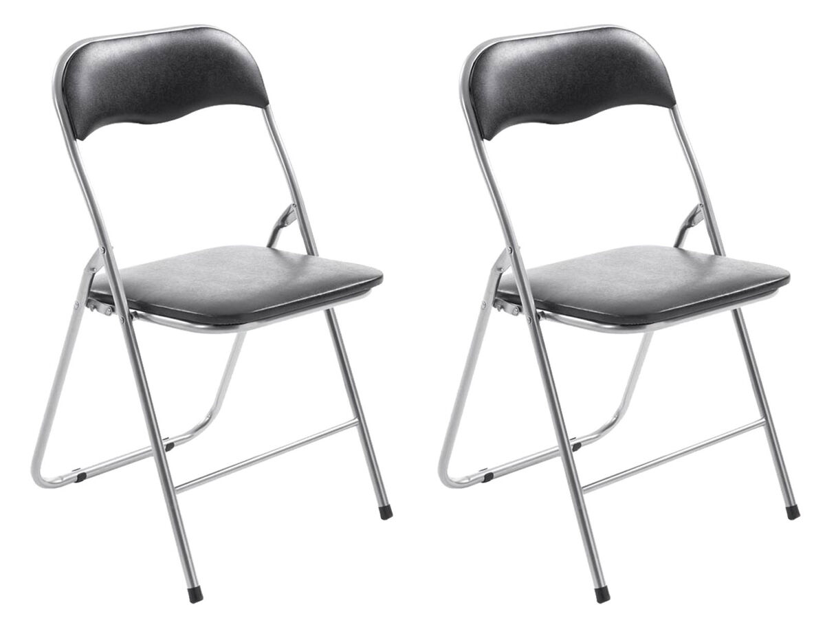Set de 2 sillas plegables felix plástico negro/plateado 45x45x78 cm