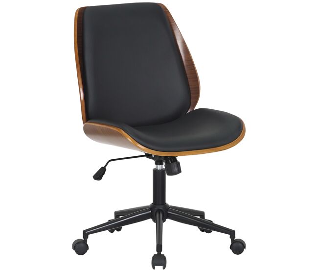 Silla de oficina mitch simil cuero (pvc) nogal/negro 57x49.5x90 cm