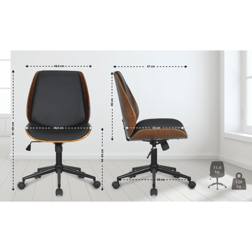 Silla de oficina Mitch Simil cuero (PVC) Nogalnegro 57X49.5X90 cm