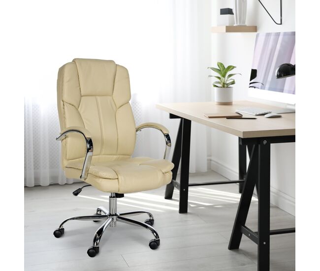 Silla de oficina xxl xanthos simil cuero crema 70x62x115 cm