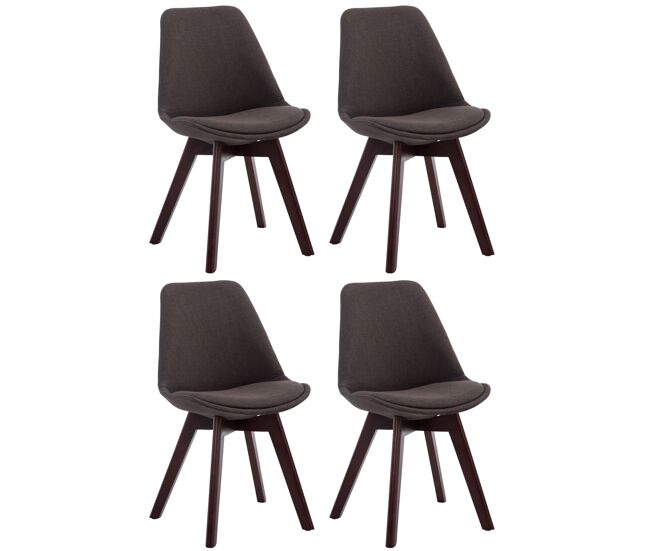 Set de 4 sillas borneo para comedor en tela gris oscuro 55x48x84 cm