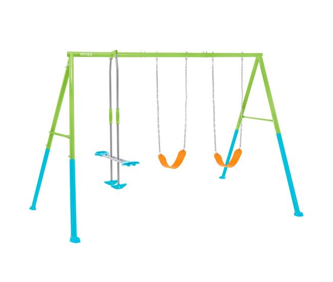 Columpio jardín infantil doble con balancín intex