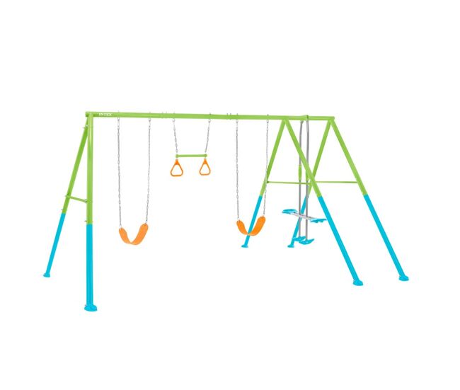 Columpio jardín infantil doble con balancín y trapecio intex