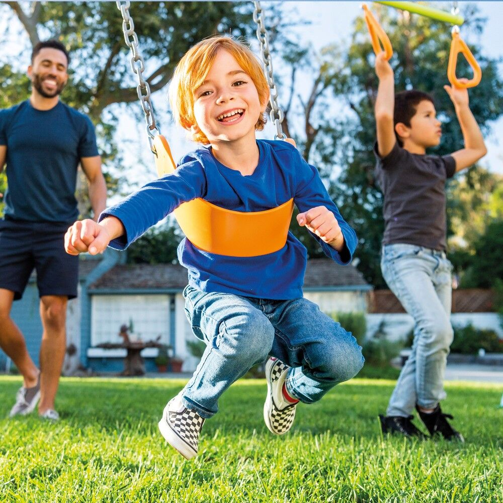 Intex Double Swing, Metal Frame, with Double Seat Rocker and Trapeze, Height Adjustable, up to 240 kg, Swings Children 3-10 Years, Outdoor Games, CE