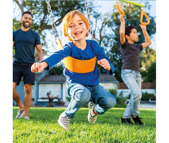 Intex Double Swing, Metal Frame, with Double Seat Rocker and Trapeze, Height Adjustable, up to 240 kg, Swings Children 3-10 Years, Outdoor Games, CE Intex Double Swing, Metal Frame, with Double Seat Rocker and Trapeze, Height Adjustable, up to 240 kg, Swings Children 3-10 Years, Outdoor Games, CE