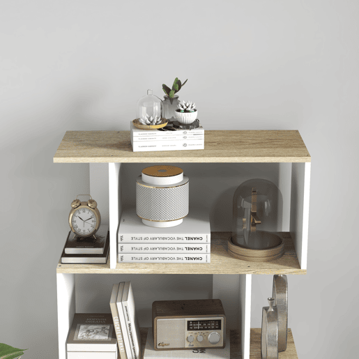 HOMCOM Estante de 5 Níveis, Estante para Livros em S com 10 Prateleiras, para Sala, Quarto ou Escritório, 70x29,5x163 cm, Carvalho e Branco