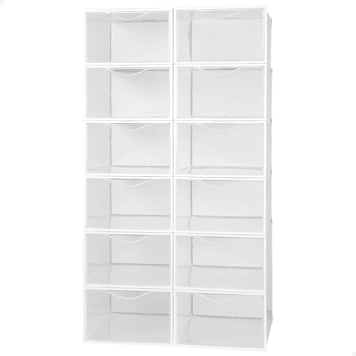 Max Home Pack 12 caixas de sapatos transparentes, empilháveis e anti-pontas T.44