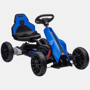 HOMCOM Go Kart Carro Elétrico para Crianças de 3 a 8 Anos Kart a Bateria 12V Velocidade Ajustável 3-5 kmh e Cinto de Segurança Carga 30 kg para Exterior 100x58x58,5 cm Azul
